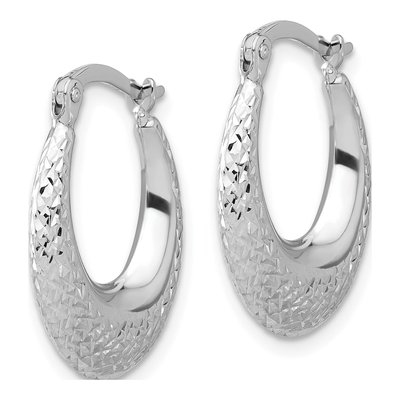 14K White Gold 22mm Diamond-Cut Hoop Earrings – view 2