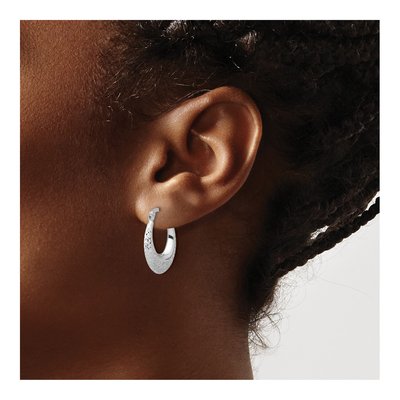 14K White Gold 22mm Diamond-Cut Hoop Earrings – view 3