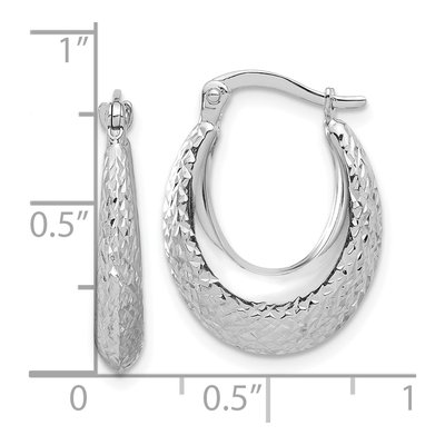 14K White Gold 22mm Diamond-Cut Hoop Earrings – view 4