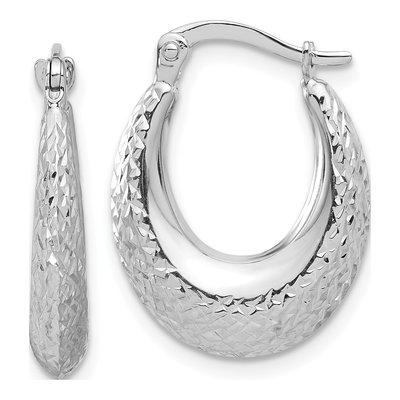 14K White Gold 22mm Diamond-Cut Hoop Earrings