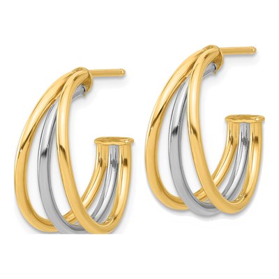 14K Two-Tone Gold 20mm Multi Row Hoop Earrings – view 2