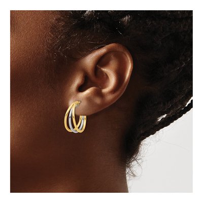 14K Two-Tone Gold 20mm Multi Row Hoop Earrings – view 3
