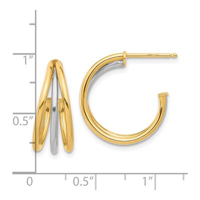 14K Two-Tone Gold 20mm Multi Row Hoop Earrings – view 4