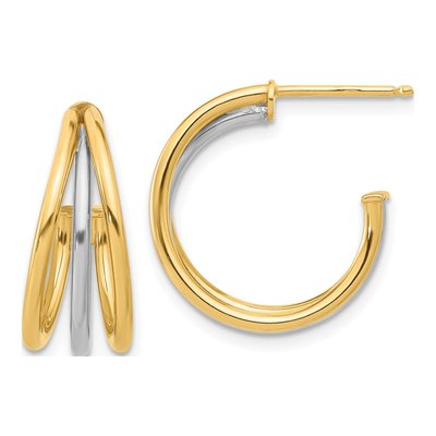 14K Two-Tone Gold 20mm Multi Row Hoop Earrings