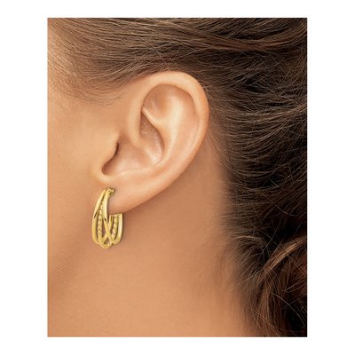 14K Yellow Gold 22mm Twist Oval J- Hoop Earrings – view 3
