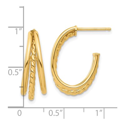 14K Yellow Gold 22mm Twist Oval J- Hoop Earrings – view 4