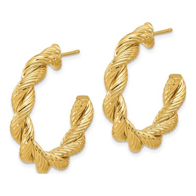 14K Yellow Gold 31mm Twisted Hoop Earrings – view 2