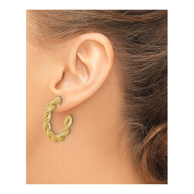 14K Yellow Gold 31mm Twisted Hoop Earrings – view 3