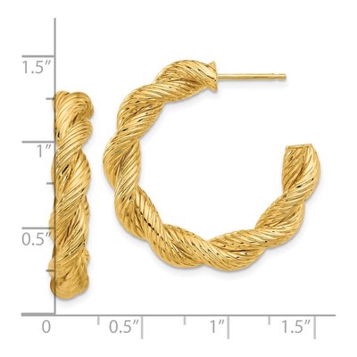 14K Yellow Gold 31mm Twisted Hoop Earrings – view 4