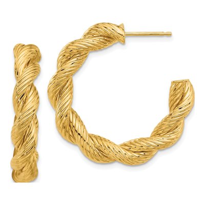 14K Yellow Gold 31mm Twisted Hoop Earrings