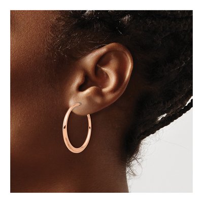 14K Rose Gold 32mm Hoop Earrings – view 3