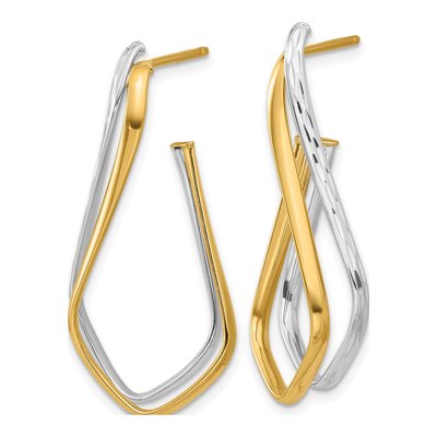14K Two-Tone Gold 36mm Twisted J- Hoop Earrings – view 2