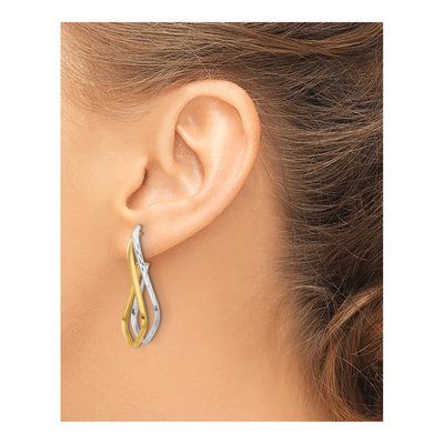 14K Two-Tone Gold 36mm Twisted J- Hoop Earrings – view 3