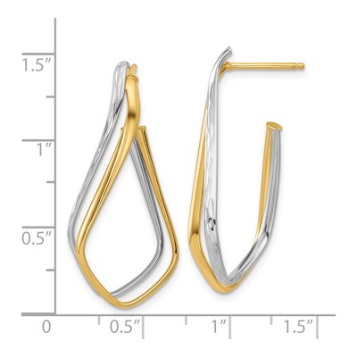 14K Two-Tone Gold 36mm Twisted J- Hoop Earrings – view 4