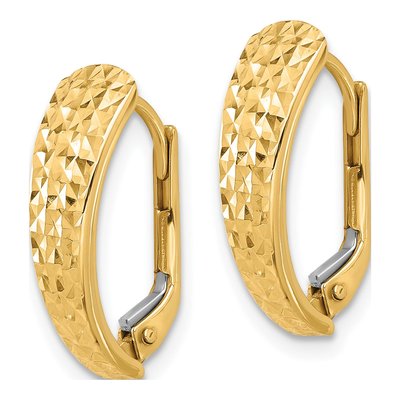 14K Yellow Gold 18mm Diamond-Cut Hoop Earrings – view 2