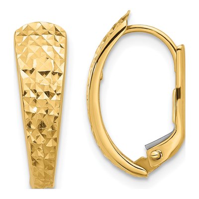 14K Yellow Gold 18mm Diamond-Cut Hoop Earrings