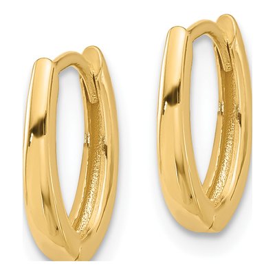 14K Yellow Gold Oval Hoop Earrings – view 2