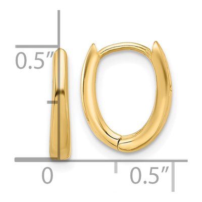 14K Yellow Gold Oval Hoop Earrings – view 4
