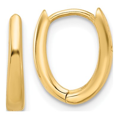 14K Yellow Gold Oval Hoop Earrings