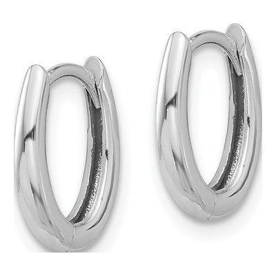 14K White Gold Oval Hoop Earrings – view 2