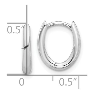 14K White Gold Oval Hoop Earrings – view 4