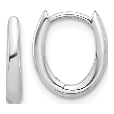 14K White Gold Oval Hoop Earrings