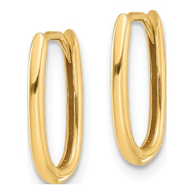 14K Yellow Gold Oval Hoop Earrings – view 2