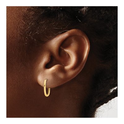 14K Yellow Gold Oval Hoop Earrings – view 3