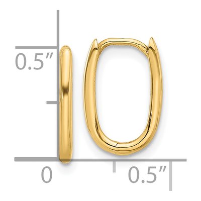 14K Yellow Gold Oval Hoop Earrings – view 4