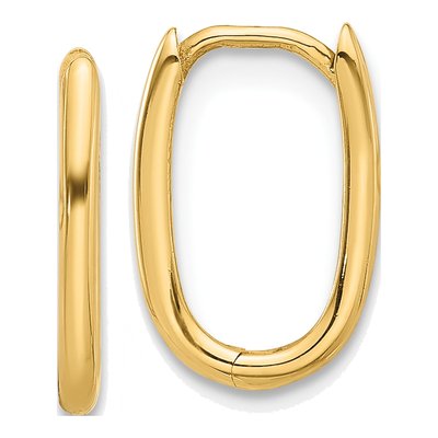 14K Yellow Gold Oval Hoop Earrings