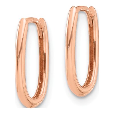 14K Rose Gold Oval Hoop Earrings – view 2