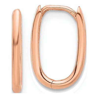 14K Rose Gold Oval Hoop Earrings