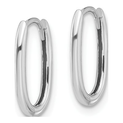 14K White Gold Oval Hoop Earrings – view 2