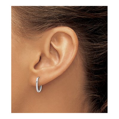 14K White Gold Oval Hoop Earrings – view 3
