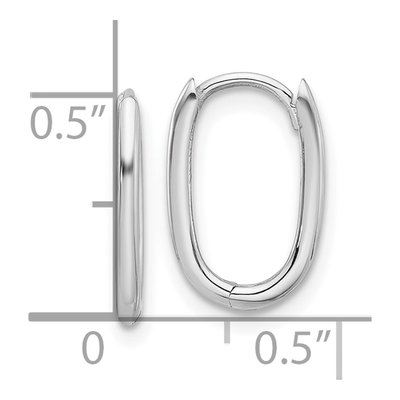 14K White Gold Oval Hoop Earrings – view 4