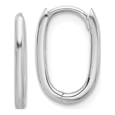 14K White Gold Oval Hoop Earrings