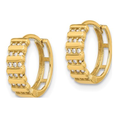 14K Yellow Gold 12mm CZ Hoop Earrings – view 2