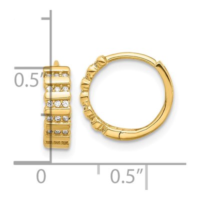 14K Yellow Gold 12mm CZ Hoop Earrings – view 4