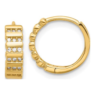 14K Yellow Gold 12mm CZ Hoop Earrings