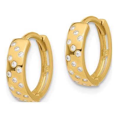 14K Yellow Gold 12mm CZ Hoop Earrings – view 2