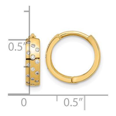 14K Yellow Gold 12mm CZ Hoop Earrings – view 4