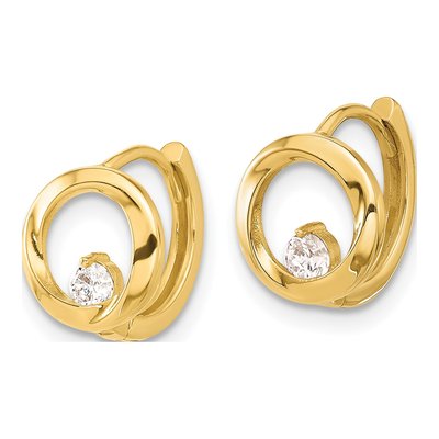 14K Yellow Gold 11mm CZ Circle Hoop Earrings – view 2