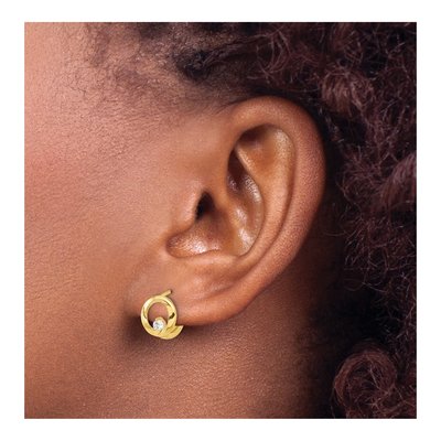 14K Yellow Gold 11mm CZ Circle Hoop Earrings – view 3
