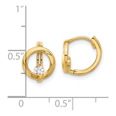 14K Yellow Gold 11mm CZ Circle Hoop Earrings – view 4