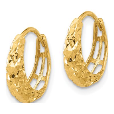 14K Yellow Gold 14mm Diamond-Cut Hoop Earrings – view 2