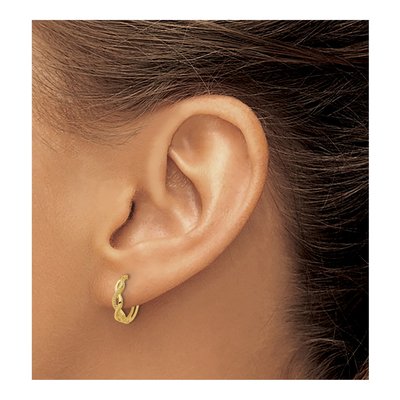 14K Yellow Gold 12mm Braided Hoop Earrings – view 3