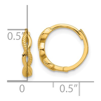 14K Yellow Gold 12mm Braided Hoop Earrings – view 4