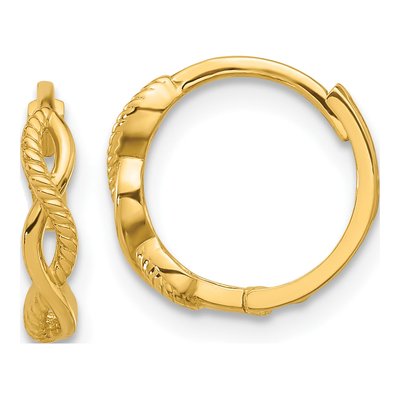 14K Yellow Gold 12mm Braided Hoop Earrings