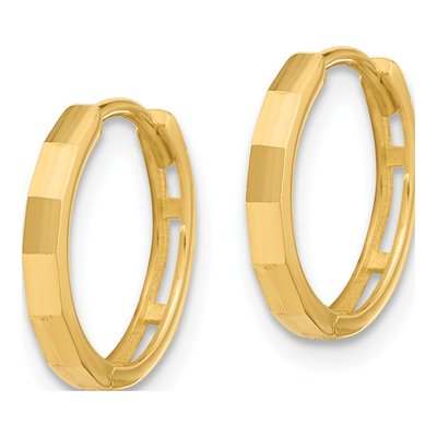 14K Yellow Gold 13mm Diamond-Cut Hoop Earrings – view 2
