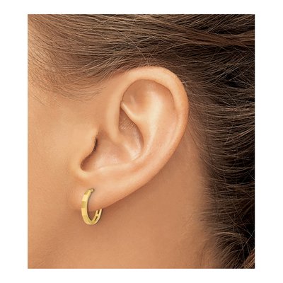 14K Yellow Gold 13mm Diamond-Cut Hoop Earrings – view 3
